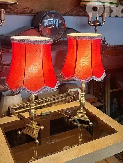 2 antique italian brass lamps