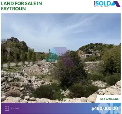 2310m2 land+mountain view 4sale in Faytroun - أرض للبيع في فيطرون
