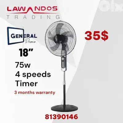 Stand Fan GENERAL PRIME 18” 75w / 75w مروحة عامود  جنرال