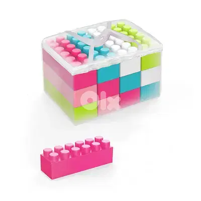 Pastel Plastic Building Blocks for Kids’ Fun 12 Pcs - مكعبات بلاستيكية