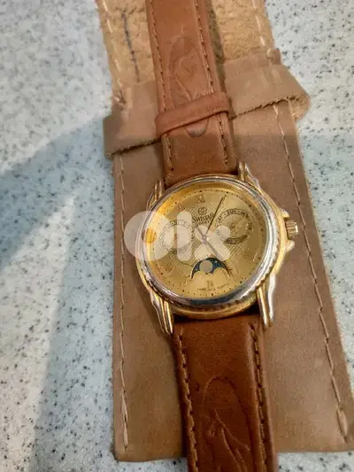 Swistar Triple Calendar Moonphase 18K Gold Plated  Swiss Made