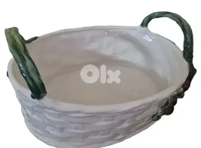 White Woven Ceramic Basket