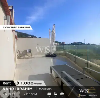 210 SQM Furnished & Equipped Duplex for RENT in Nahr Ibrahim!