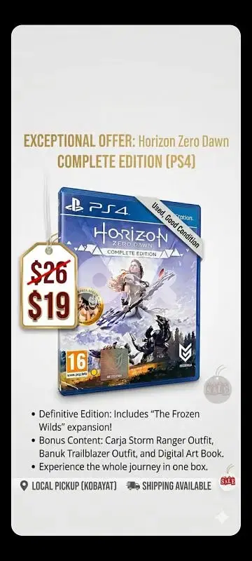 ps4 disc :Horizon zero dawn , complete edition