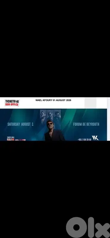 WAEL KFOURY AUG 1 TICKET