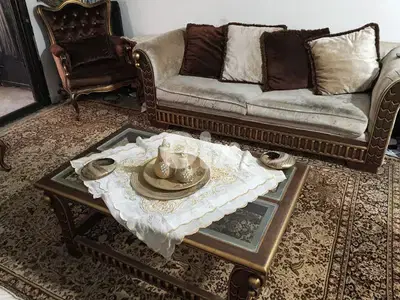 صالون . غرفة قعدة. سجادة. طاولة تلفزيون . برداية رائعة