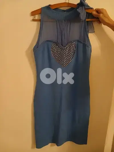 فستان LEO GUY أزرق جديد بالتيكيت - قلب كريستال - L/XL -