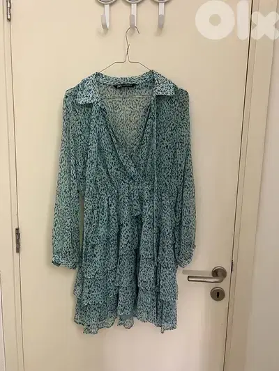 zara dress green medium