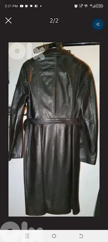 Black coat genuine leather size44