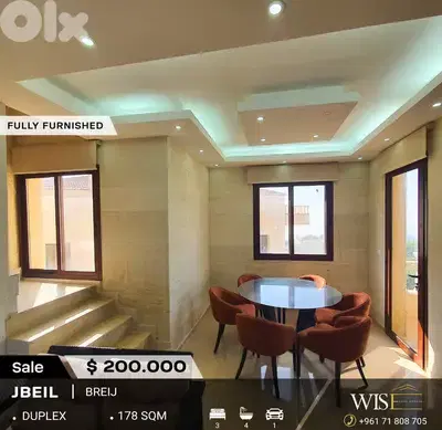  Spacious 178 SQM Fully Furnished Duplex for SALE in Breij – Jbeil!