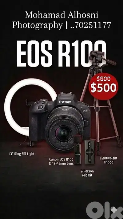 canon r100 with accessories