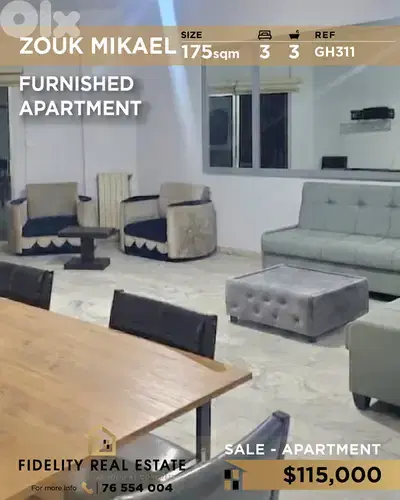 Apartment for sale in Zouk Mikael GH311 شقة  للبيع في زوق مكايل