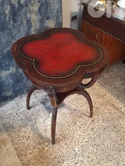 antique english leather table