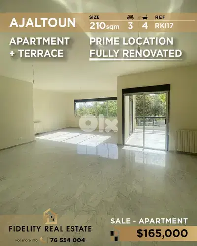 Apartment for sale in Ajaltoun RKI17 شقة  للبيع في عجلتون