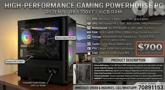 High-Performance Gaming & Workstation PC (Ryzen 9 + RX 5700 XT)