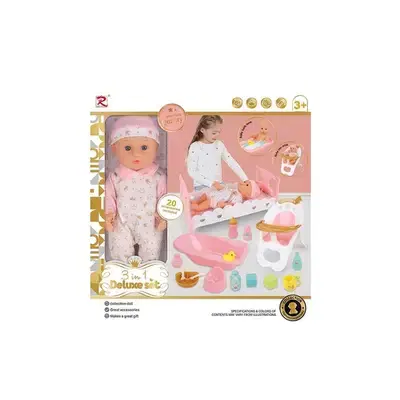 3-in-1 Deluxe Baby Doll Set - مجموعة دمية أطفال فاخرة تصميم ٣ في ١