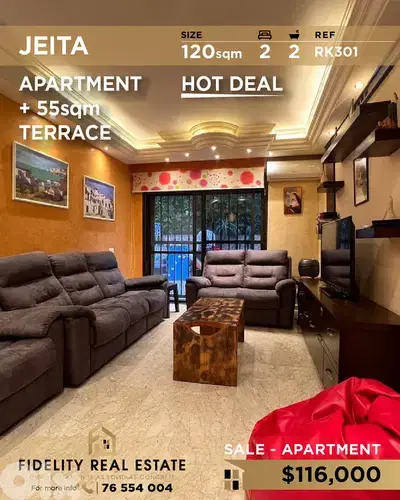 Apartment for sale in jeita RK301 شقة للبيع في جعيتا