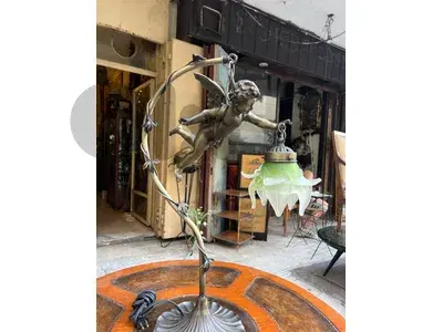 frensh lamp status bronze antique لمبادير برونز فرنسي ملاك مميز جداا روعة