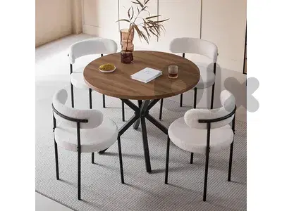 GrandCA HOME 100 cm Round Dining Table, Large Dining Table, Suitable for 4-6 People,