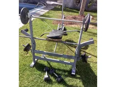 Inclined bench press with 2 dumbells available for 130$