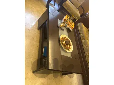 Luxury Dark Wood Coffee Table & TV Unit Set