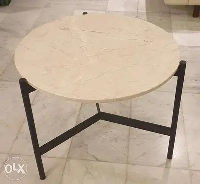 Sicilian Perlatino Marble Coffee Table 70cm diameter with metal base