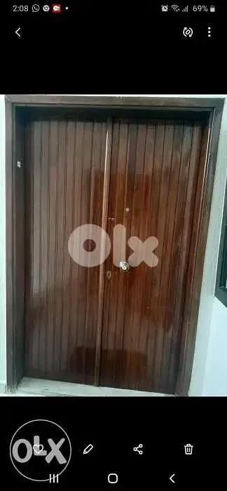 باب مدخل خارجي خشب موغونو عرض ١٢٥ طول ٣٠٥سم