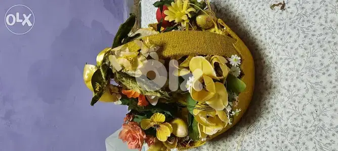 Beautiful decorated basket. سلة