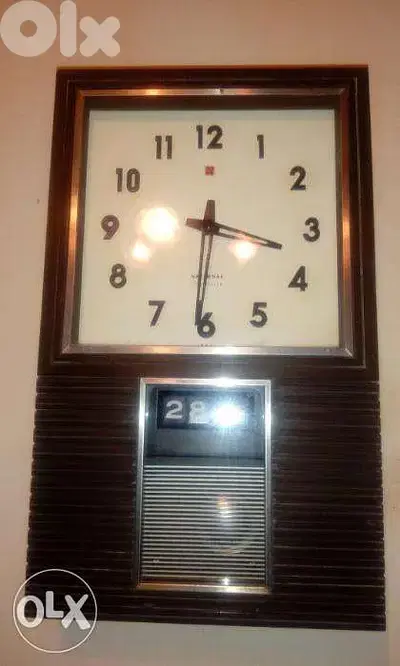 vintage national transistor wall clock + date japanese- hourly bell
