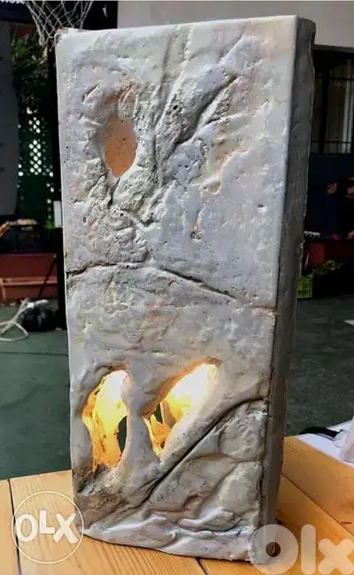 Large concrete Rocky Lamp