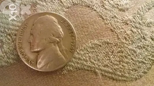 USA Five Cents Coin Nickel o Presidnt Jefferson Coin year1947