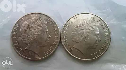 Set of Two One Australian Dollar Memorial Coins for Queen Elizabeth