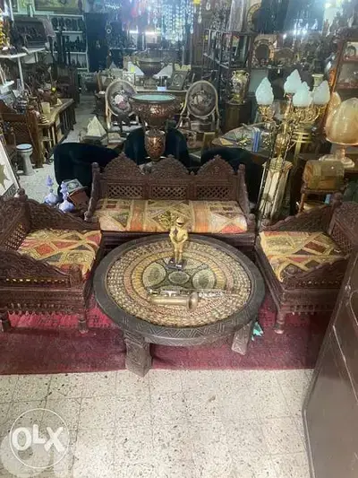 solid wood teak set with stone table