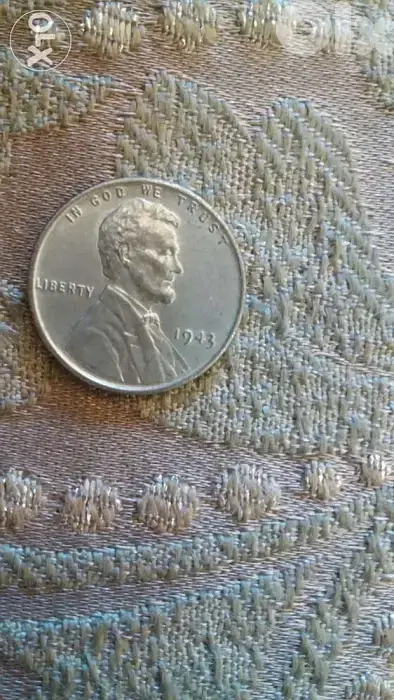 White USA cent World War II time year 1943 Steel very special and rare