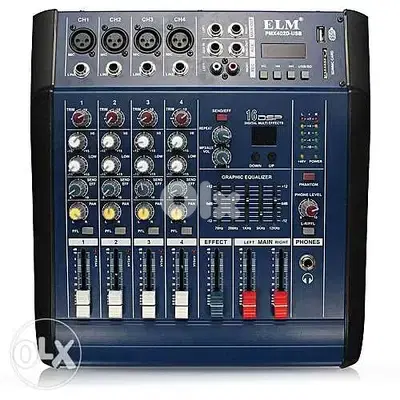 mixer powered 500 watt,4 input mic+4 line + usb play,jdid bel cartouni