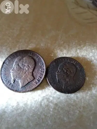 Set of two Napoleon III Bronze Coins year 1863