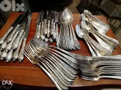 ملاعق شوك سكاكين سرفيس للطعام فضة اصلي روسي مميز جدا سعر تصفيه
