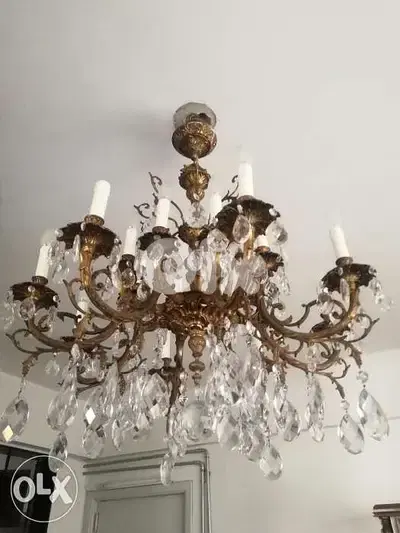 ثرية اسبانية مميزة شغل يدوي برونز وكرستال ناعم سعر تصفيه chandelier