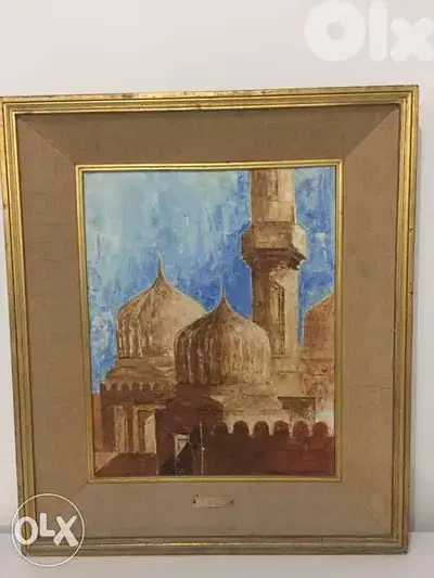 beautiful oil on panel late 20th century mosque