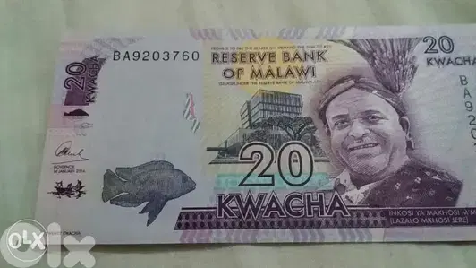 Republic of Malawi Banknote 20 Kwachaورقة بنكية جمهورية ملاوي