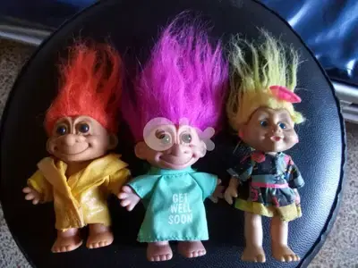 3 TROLLS SET colored still good RUSS BERRY rare vintage toys, All=40$