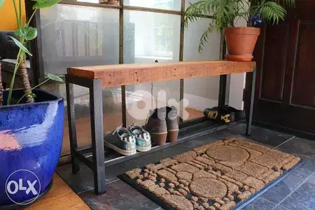 [ Industrial steel design - bench with shoe rack ]