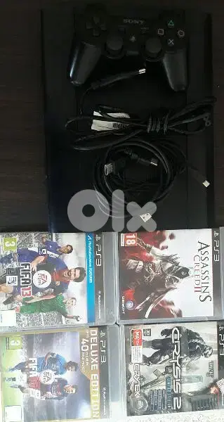 ps3 super slim w 500 gb hdd w 1 joystick w 20. games inside ps