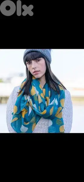 scarf blue with yellow scarf 30*210cm