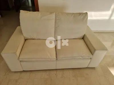Nieri Real Leather White 2 Seat Sofa. Made in Italy