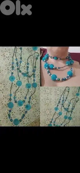 necklace velvet & pearl beads necklace blue