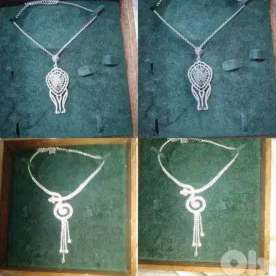 necklace full strass silver tone