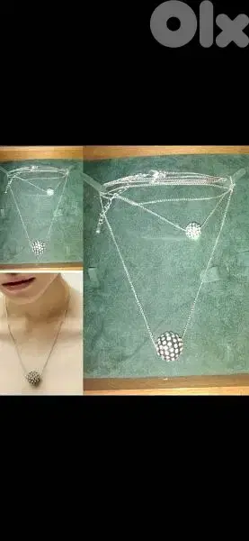 necklace double chain necklace double strass pendants