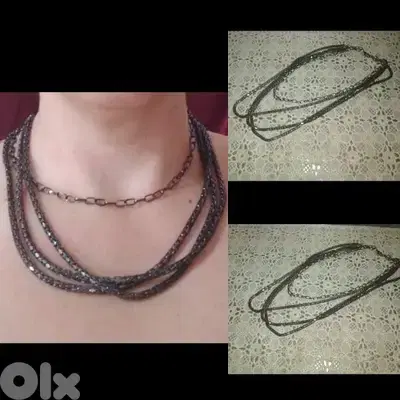 necklace 4 layers grey chain necklace