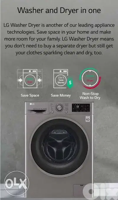 LG washing +dryer  غسالة مع نشافة machine 2 in 1